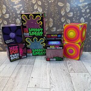 NeeDoh LOT Nice Cube GLITTER & GLOW - FUZZ BALL - SPLOOT SPLAT AND COLOR CHANGE